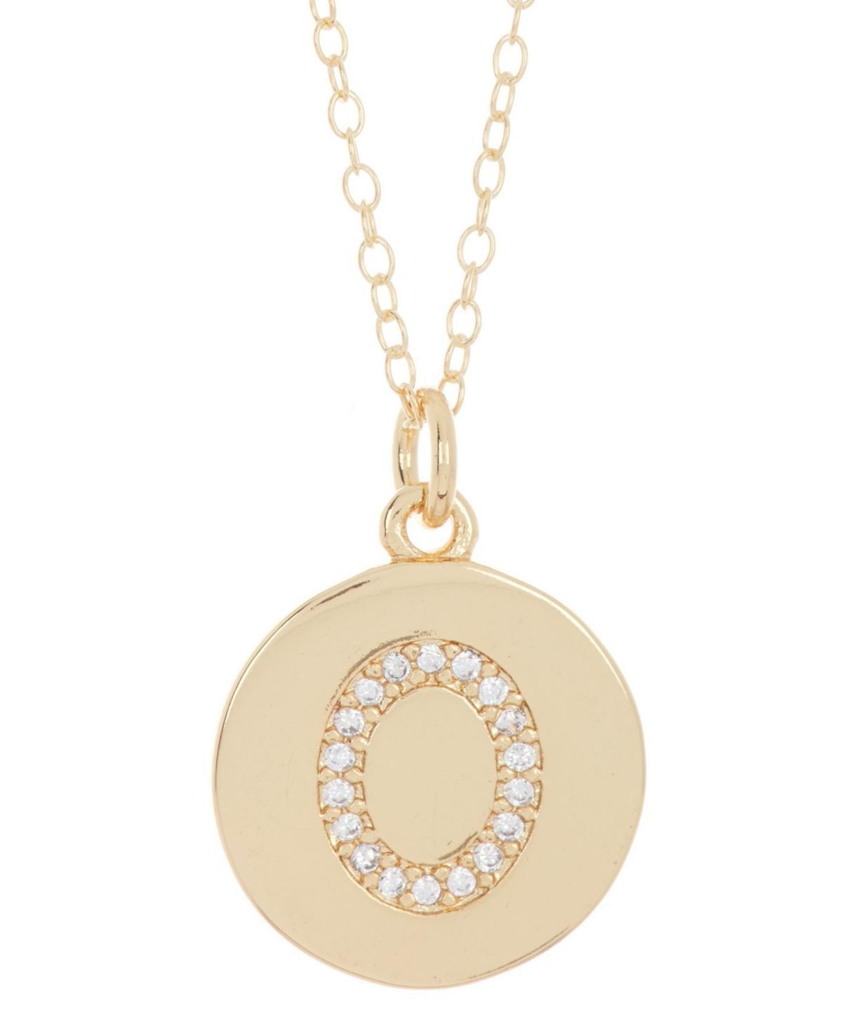 Adornia 14k Gold Plated Cubic Zirconia Engraved Letter Disc Pendant Necklace, Women's, Size: 18", Gold Tone T Product Image