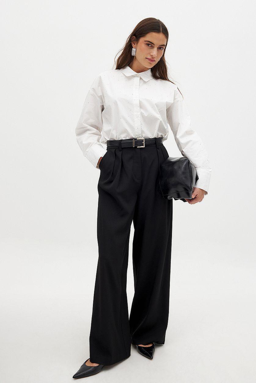 Wide Leg High Waist Suit Pants Product Image