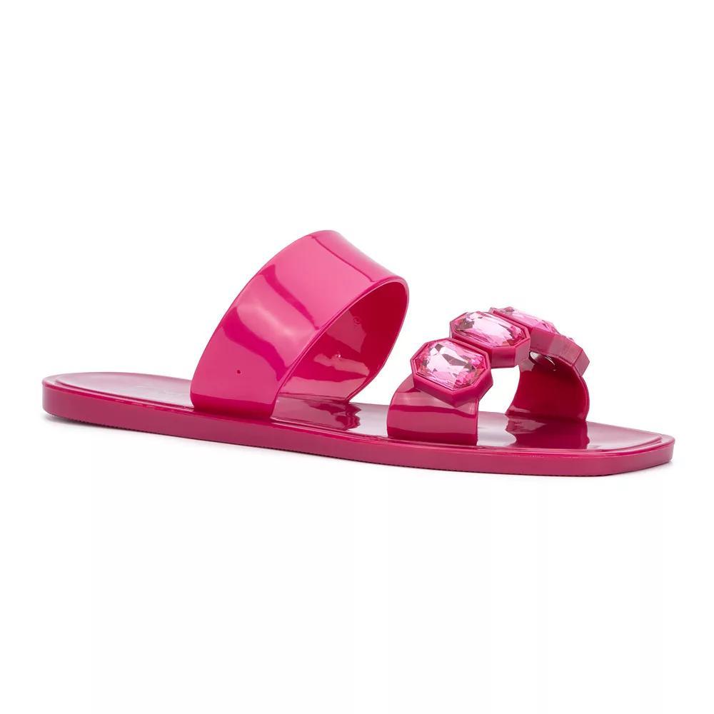 New York & Company Chantelle Womens Gem Jelly Slide Sandals Product Image