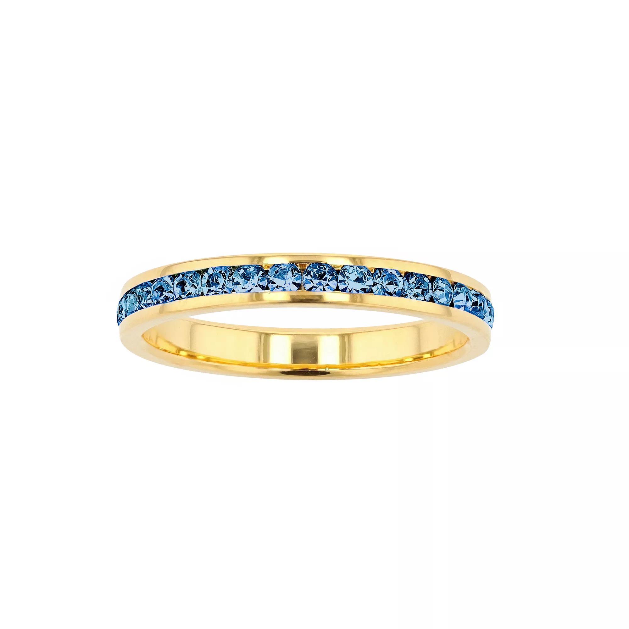 Traditions Jewelry Company 18k Gold Over Silver Birthstone Crystal Eternity Ring, Womens 18k Gold Plated Sept Product Image