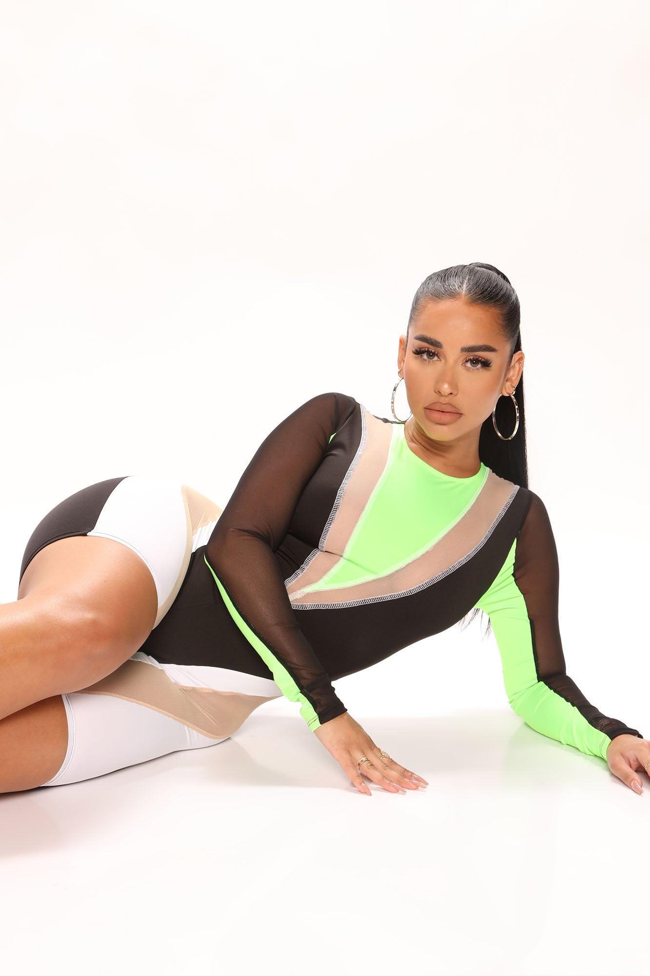 Run It Back Colorblock Romper - Lime Product Image