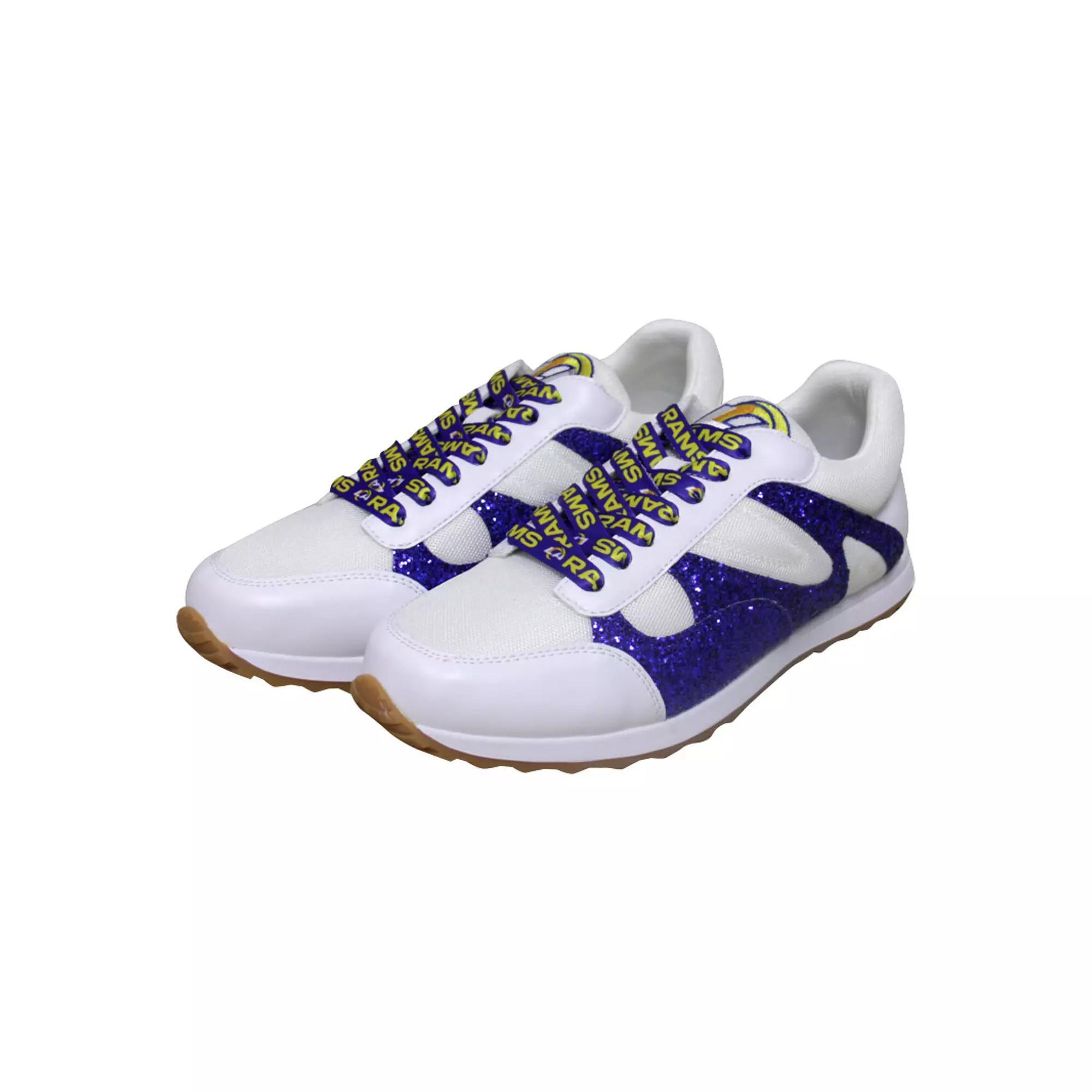 Women's Cuce  White Los Angeles Rams Glitter Sneakers, Size: 10 Product Image