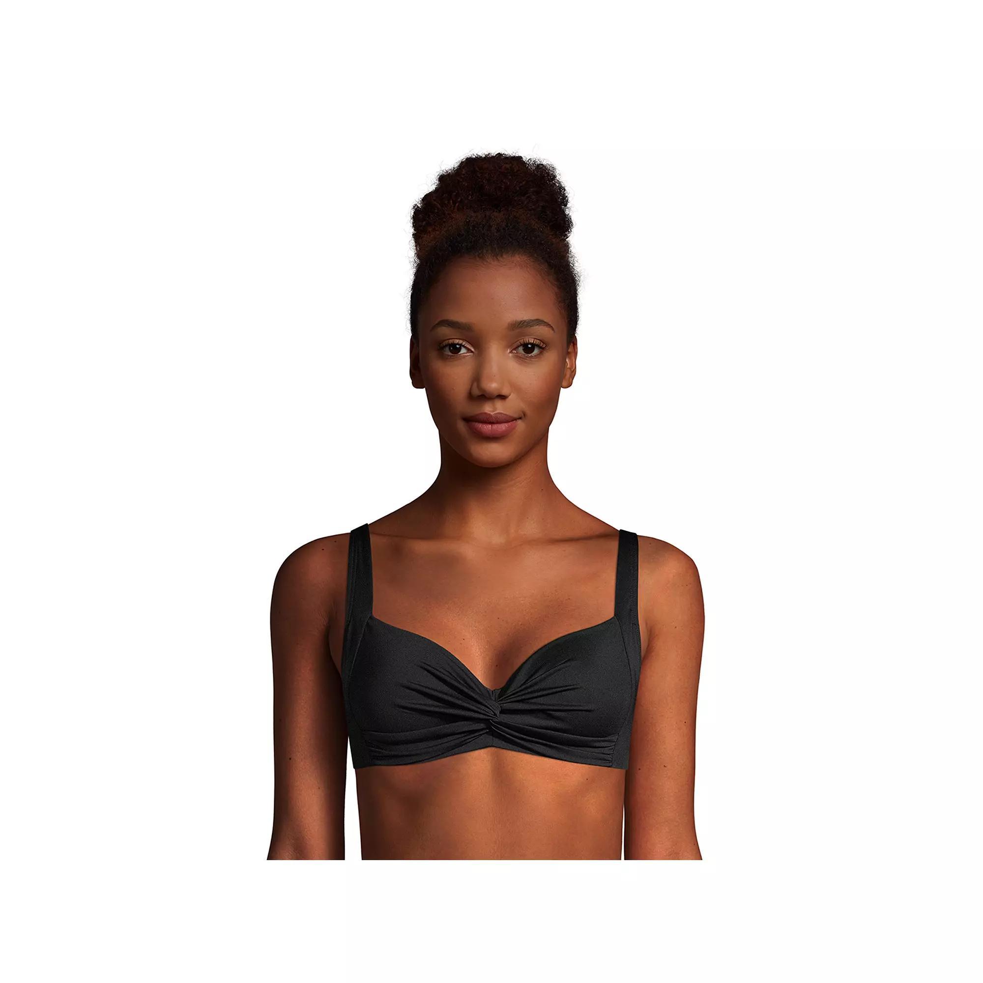 Women's Lands' End DDD-Cup Twist-Front Underwire Bikini Top, Size: 14 Ddd, Black Product Image