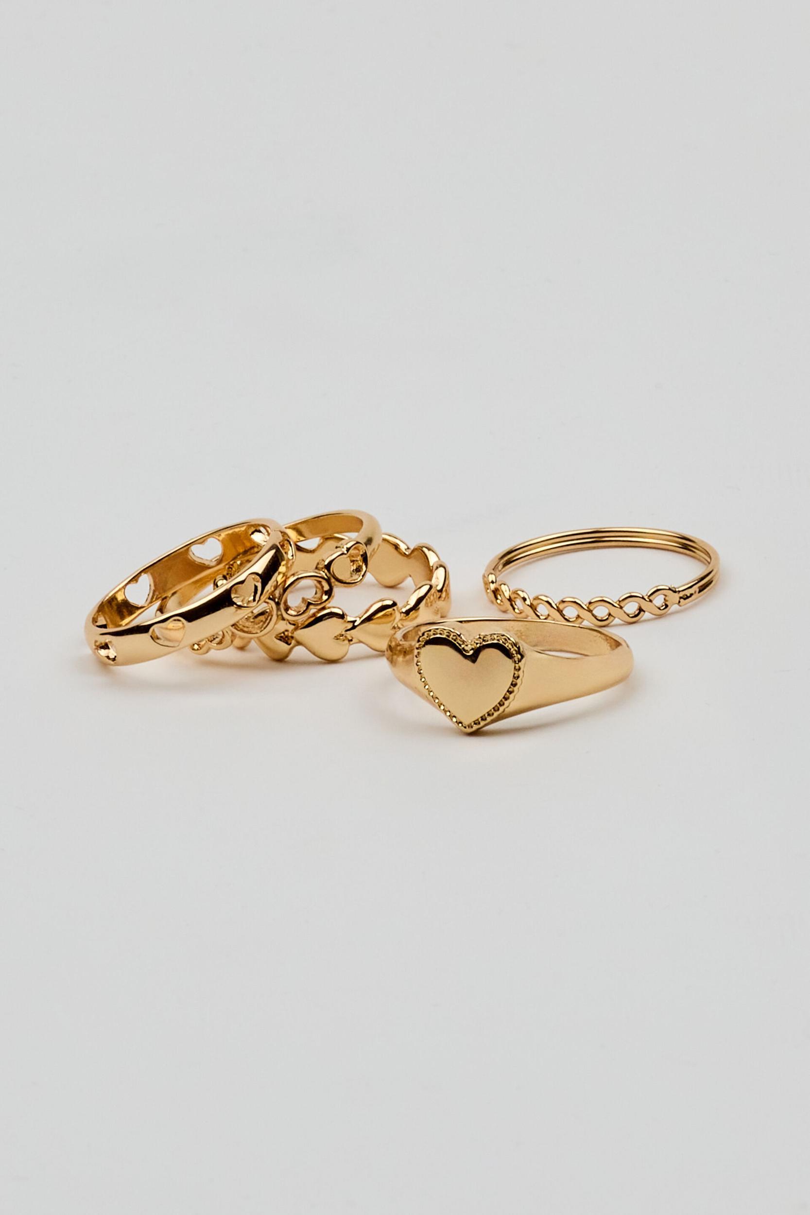 Set of 5 Allover Hearts Rings Product Image