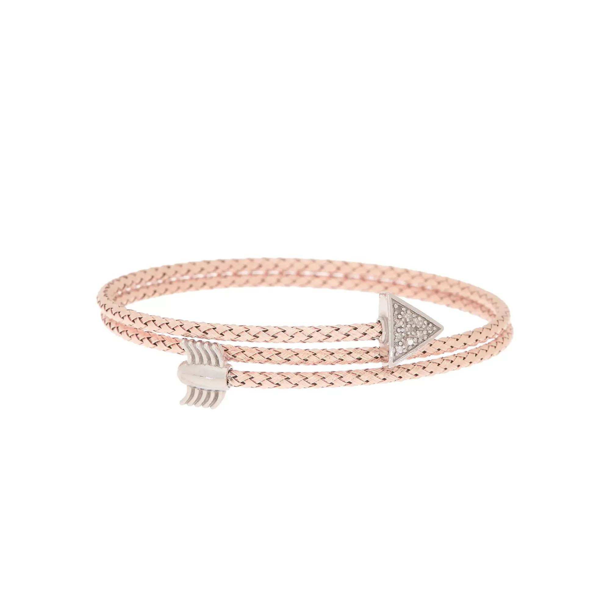 Meshmerise 1/10 Carat T.W. Diamond Arrow Wrap Bangle Bracelet, Womens Pink Tone Product Image