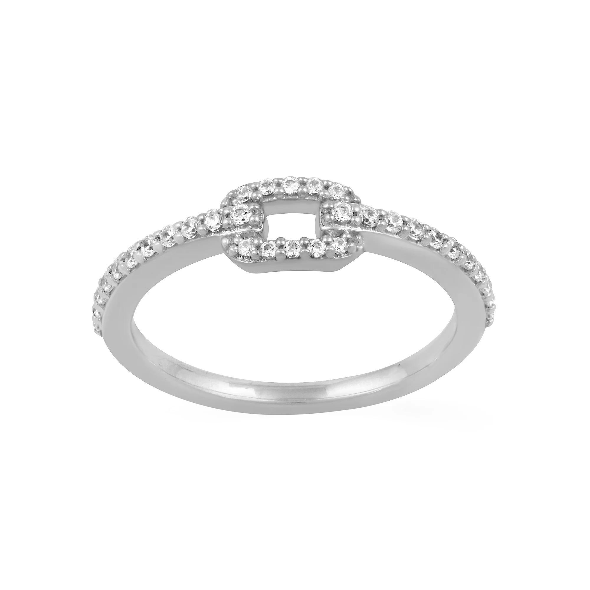 Royal Aura Sterling Silver 3/8 Carat T.W. Diamond Buckle Ring, Women's Product Image