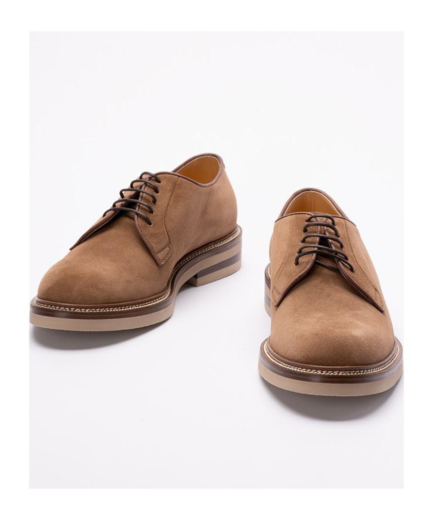 BRUNELLO CUCINELLI Suede Derby Shoes In Brown Product Image