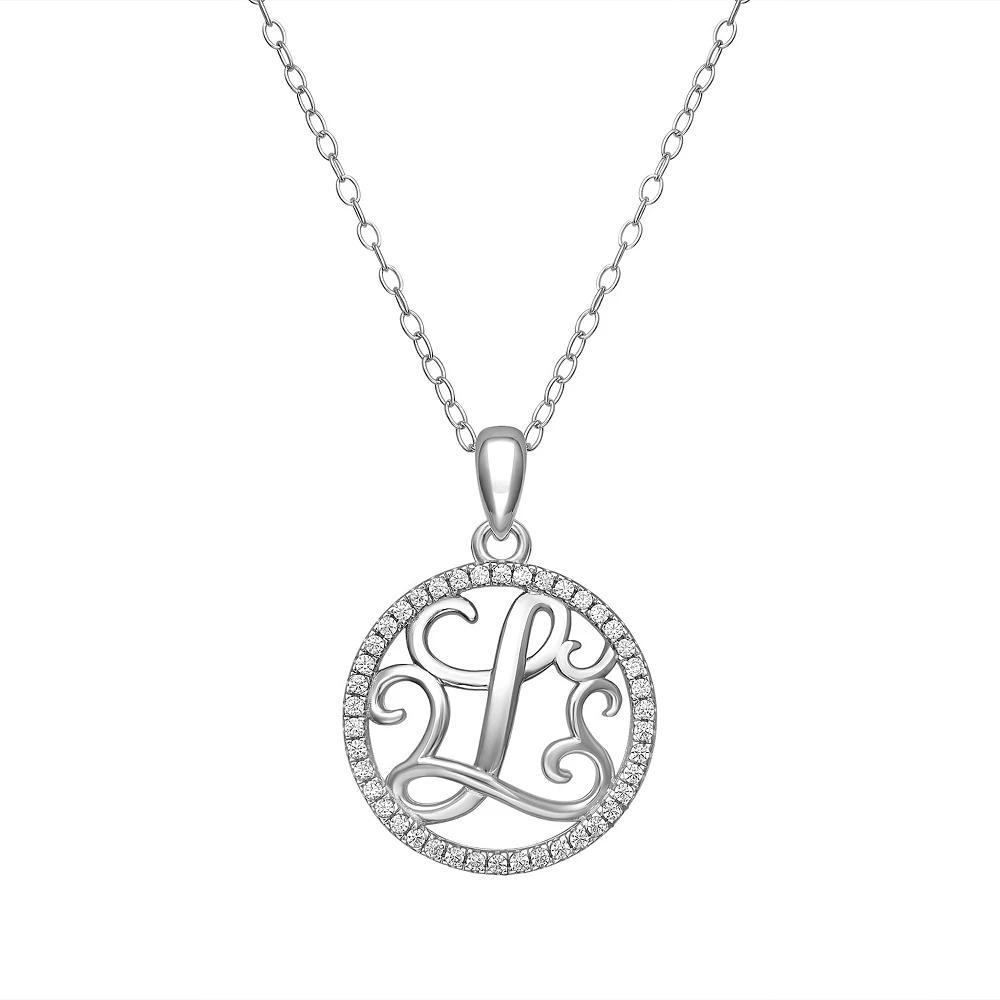 PRIMROSE Sterling Silver Cubic Zirconia Initial Pendant Necklace, Women's, Size: 18" Product Image