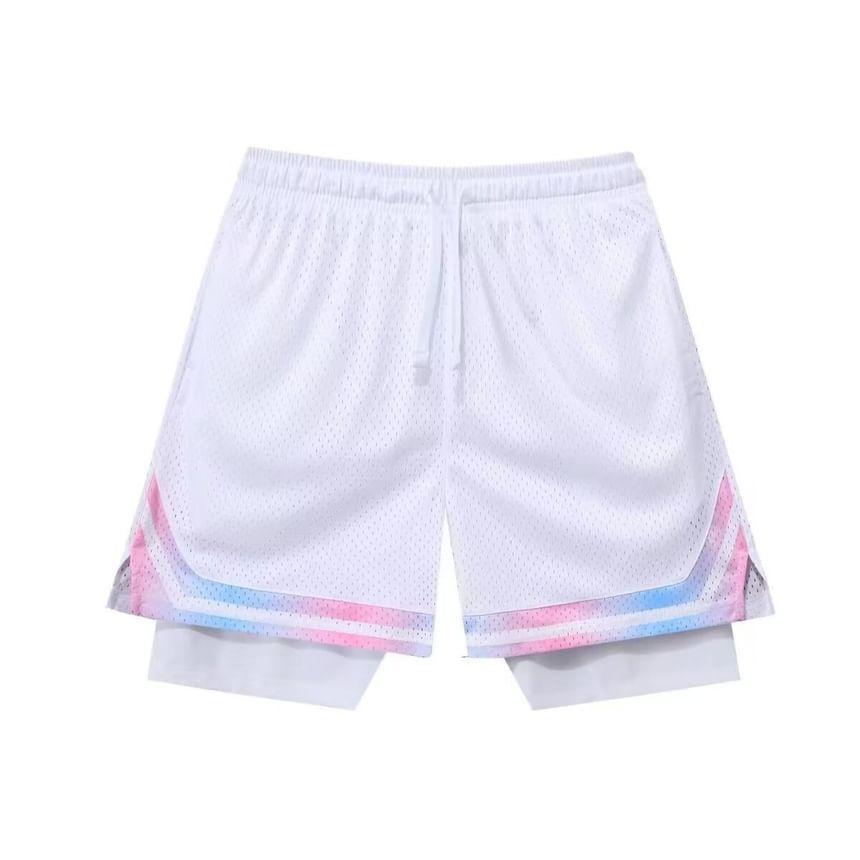 Mock Two-Piece Drawstring Waist Sweatshorts Product Image