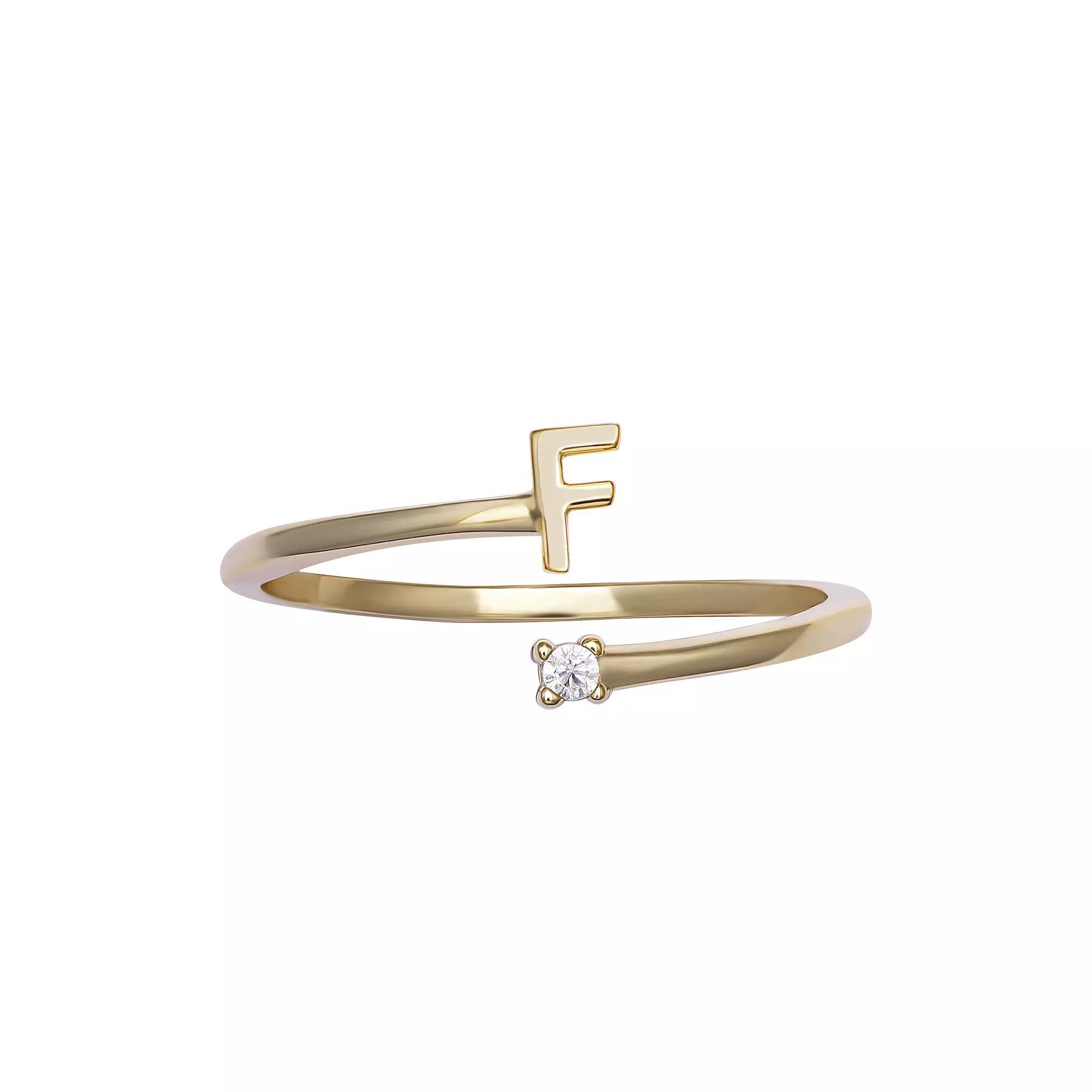PRIMROSE Sterling Silver Cubic Zirconia Initial Bypass Band Ring, Women's, Size: 7, Gold Tone F Product Image