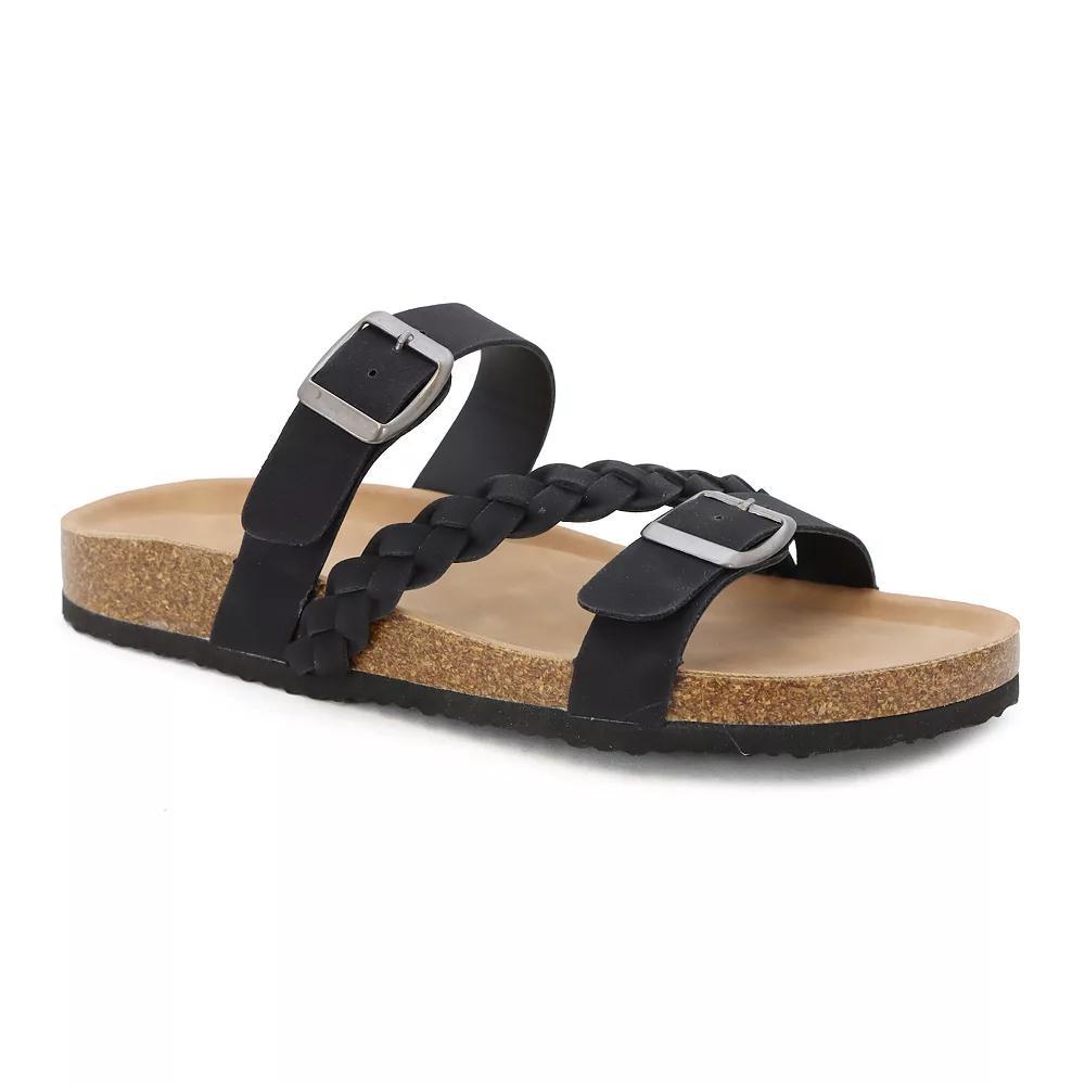 Yoki Women's Double Buckle Slide Sandal With Braid Strap, Size: 6.5 Medium, Black Product Image