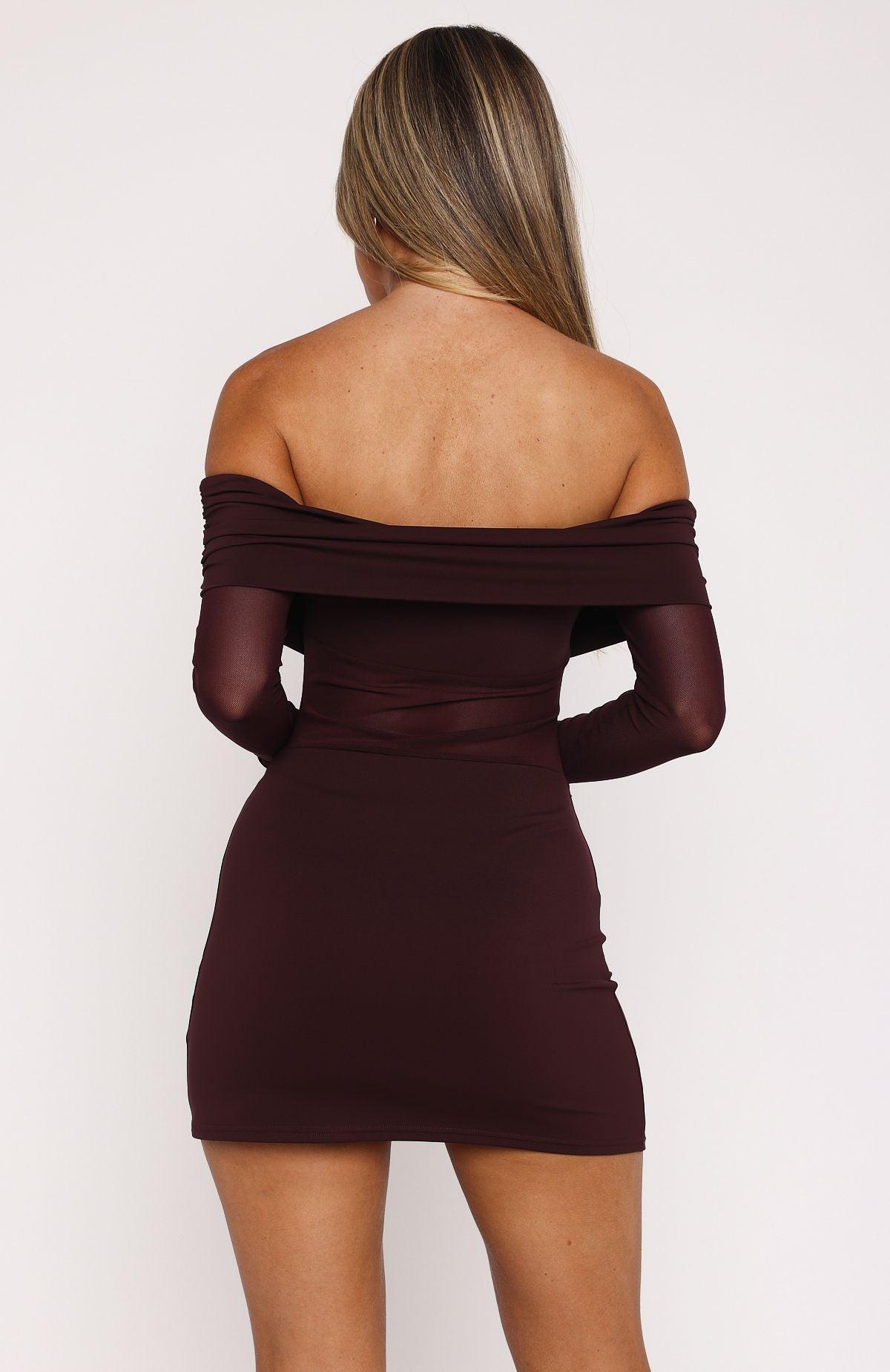 Own Your Story Long Sleeve Mini Dress Burgundy Product Image