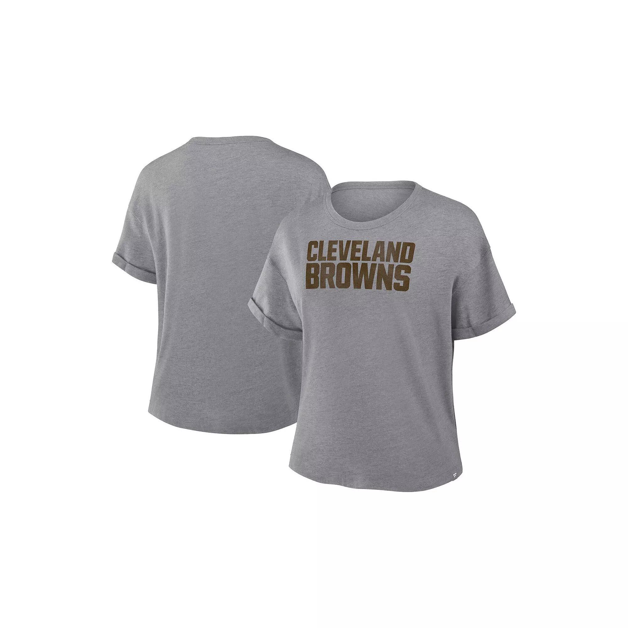 Women's Fanatics Heather Gray Cleveland Browns Tri-Blend T-Shirt, Size: 2XL, Grey Product Image