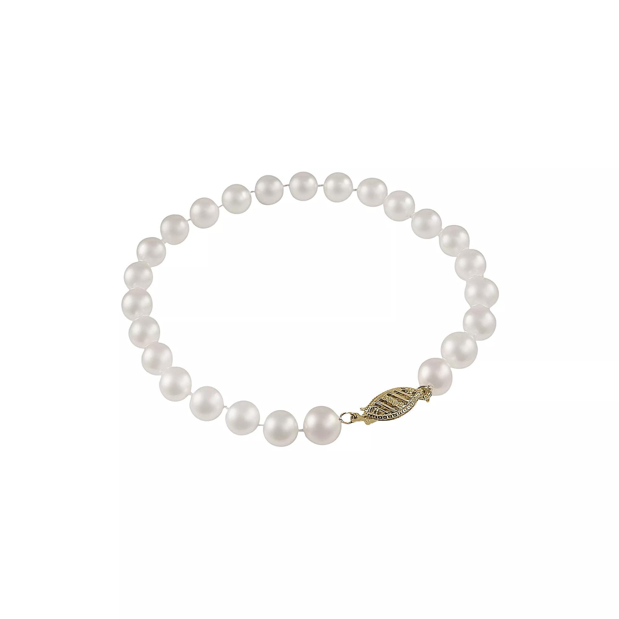 10k Gold Freshwater Cultured Pearl Bracelet - 7.5-in., Womens White Product Image