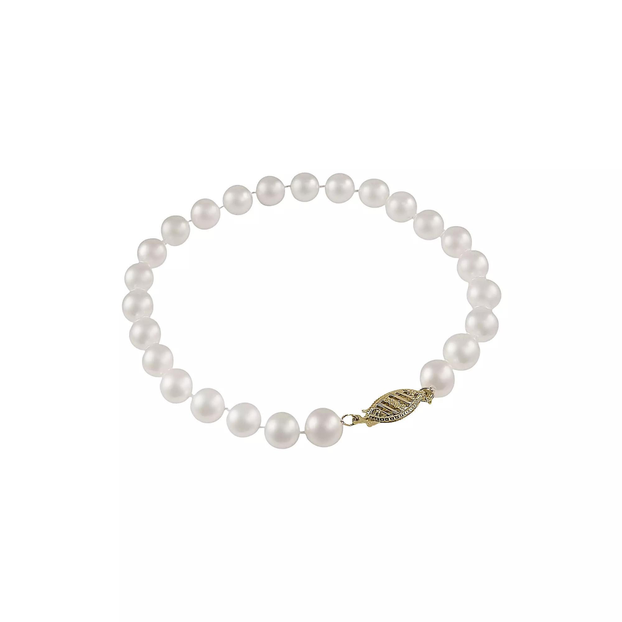 10k Gold Freshwater Cultured Pearl Bracelet - 7.5-in., Womens White Product Image
