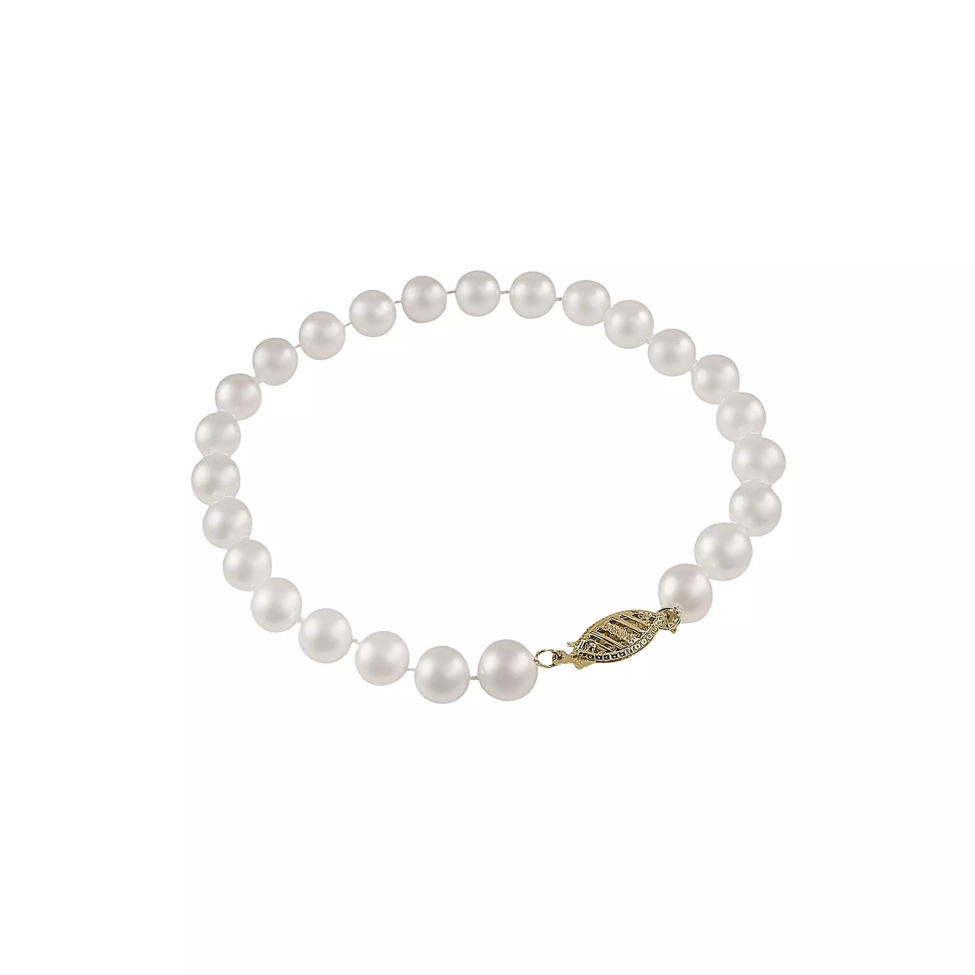 10k Gold Freshwater Cultured Pearl Bracelet - 7.5-in., Womens White Product Image