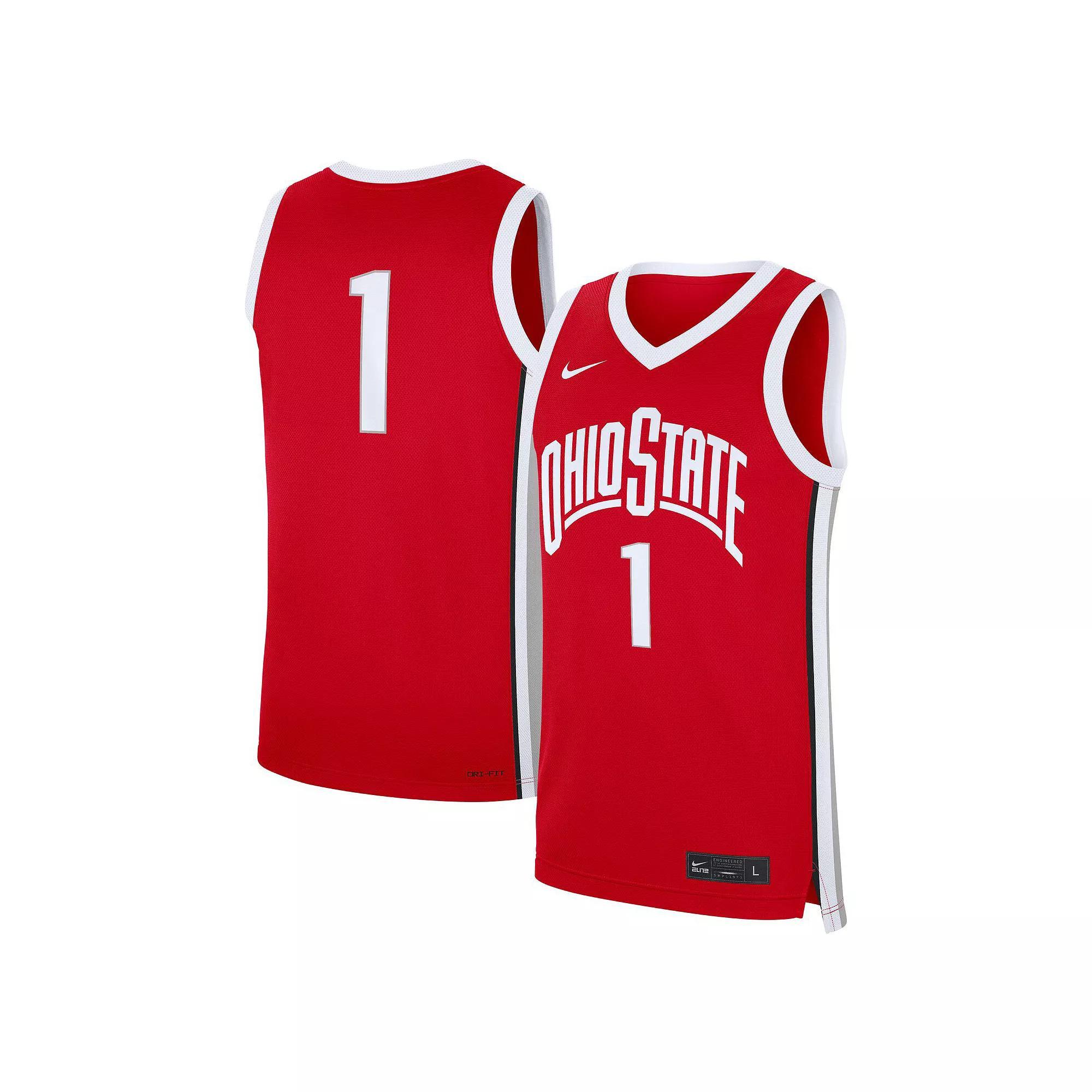 Men's Nike #1 Scarlet Ohio State Buckeyes Road Replica Jersey, Size: 2XL, Red Product Image