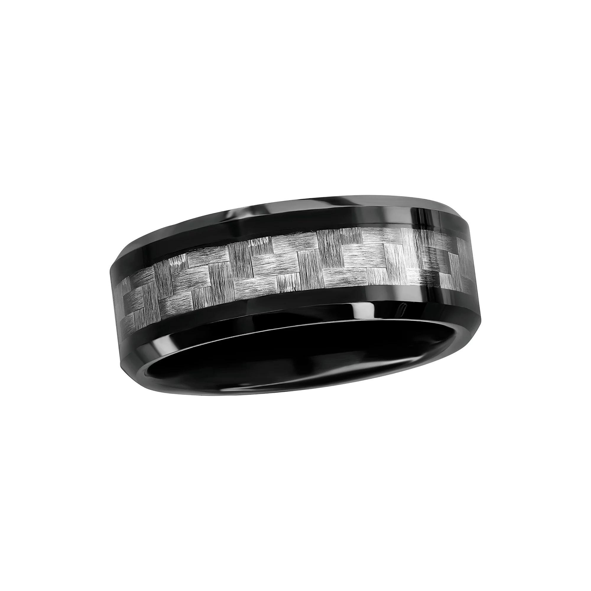 Men's Metallo Tung Black Plated Carbon Fiber Ring, Size: 13, Tungsten Product Image