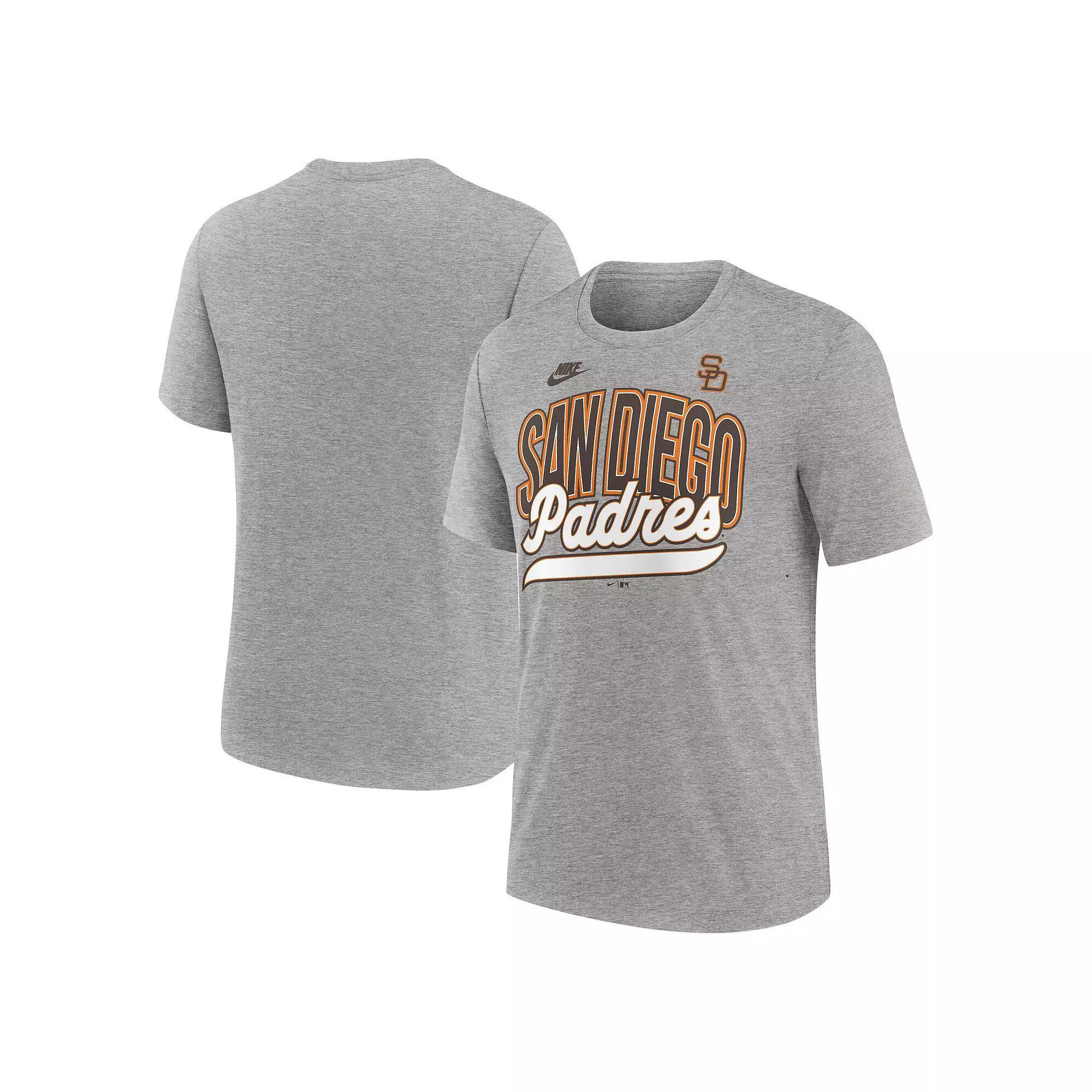 Men's Nike Heather Gray San Diego Padres Cooperstown Collection Retro Tri-Blend T-Shirt, Size: Medium, Grey Product Image