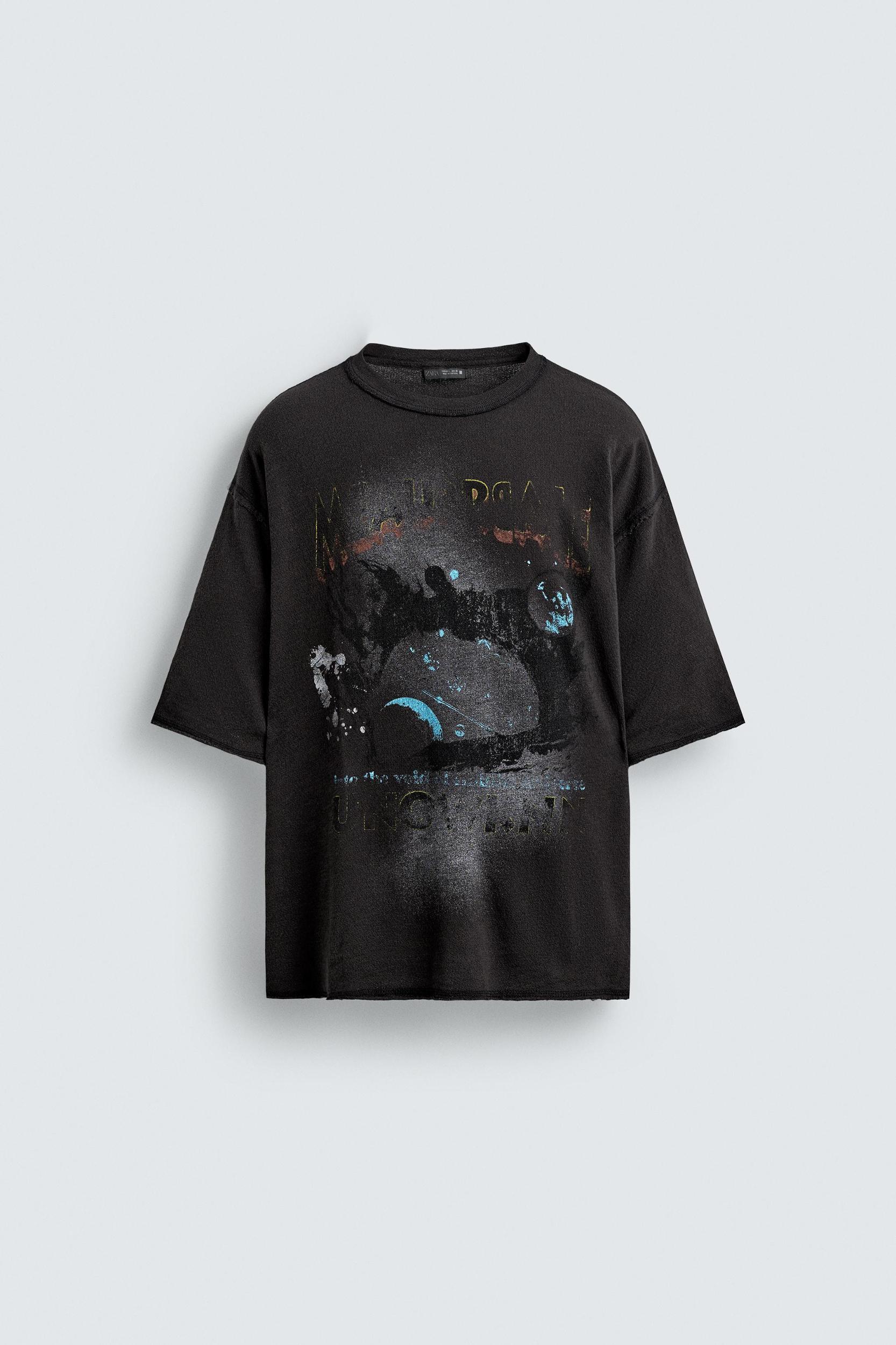 WASHED PRINTED KNIT T-SHIRT Product Image