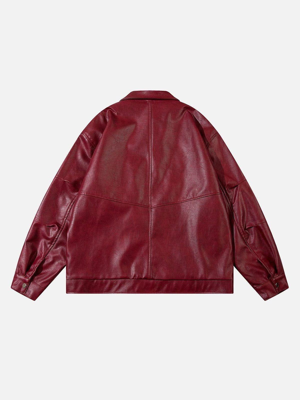 Aelfric Eden Burgundy Essential Faux Leather Jacket Product Image
