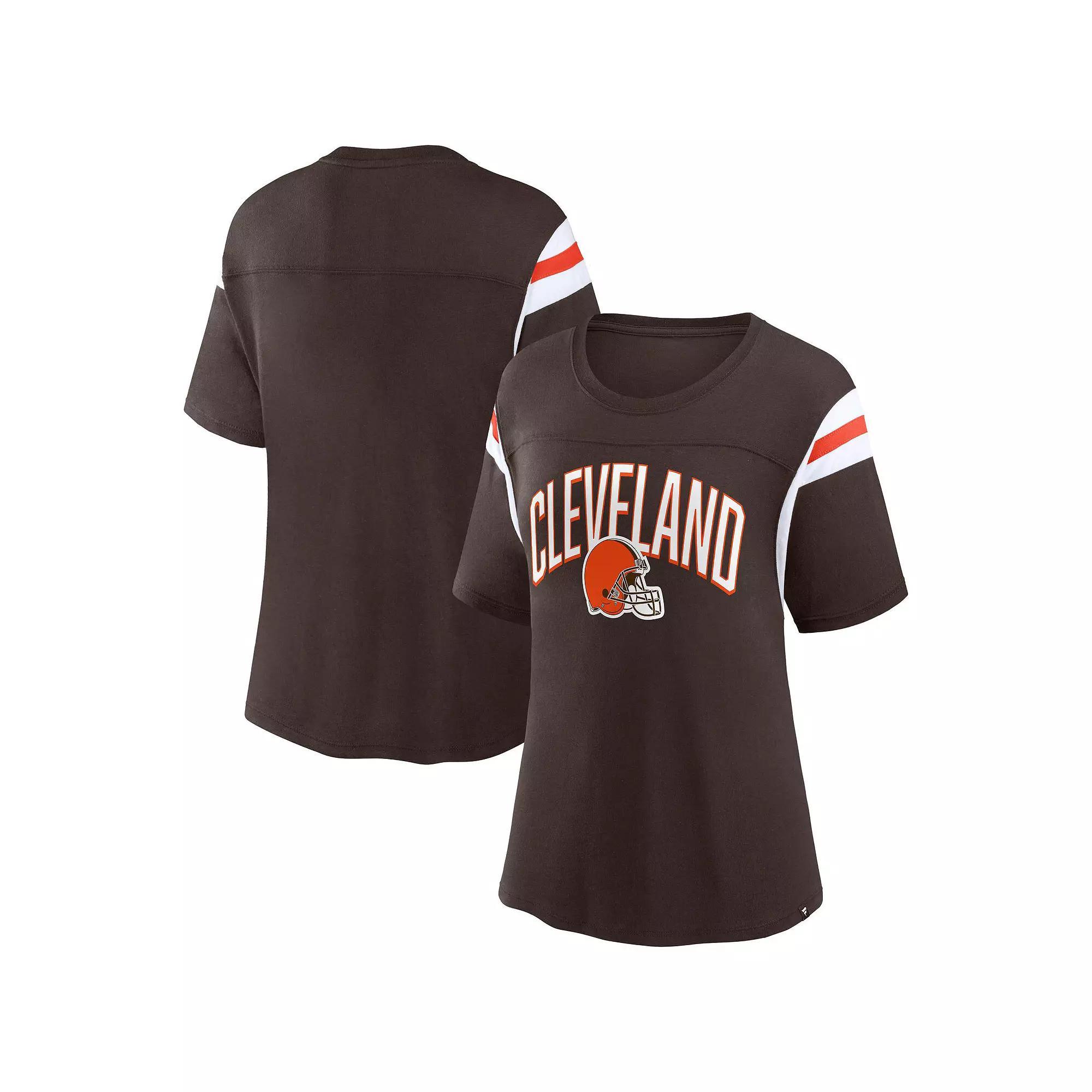 Women's Fanatics Branded Brown Cleveland Browns Earned Stripes T-Shirt, Size: XS Product Image