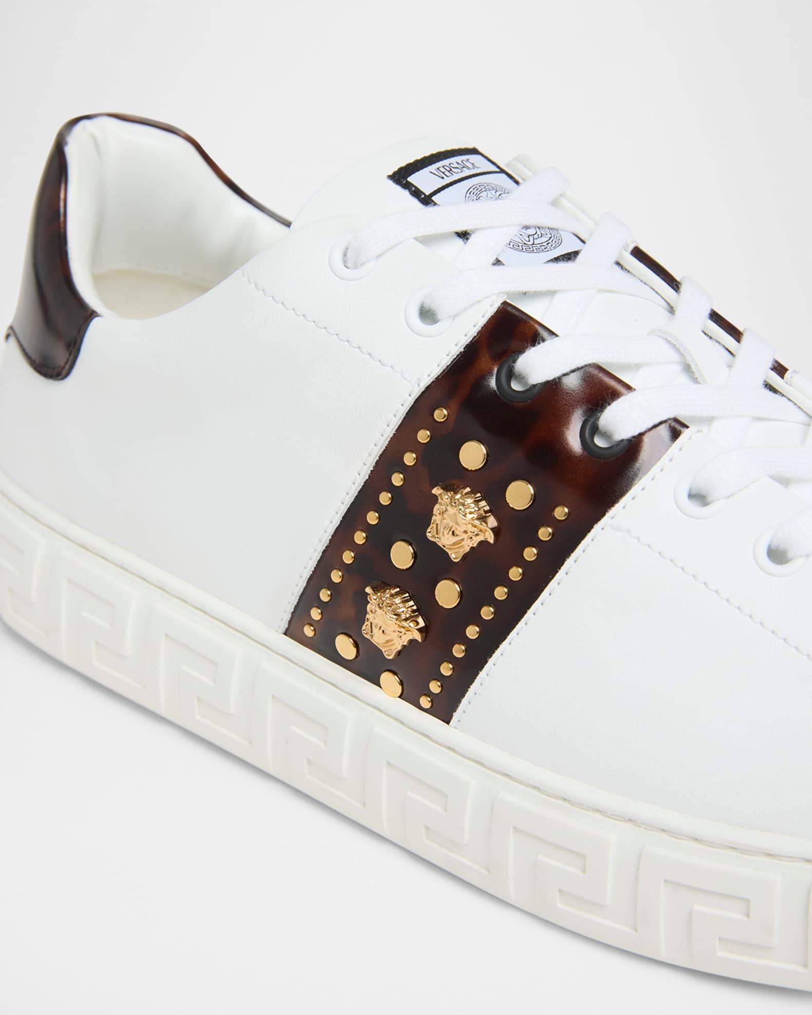 Men's Studded Greca Low-Top Sneakers Product Image