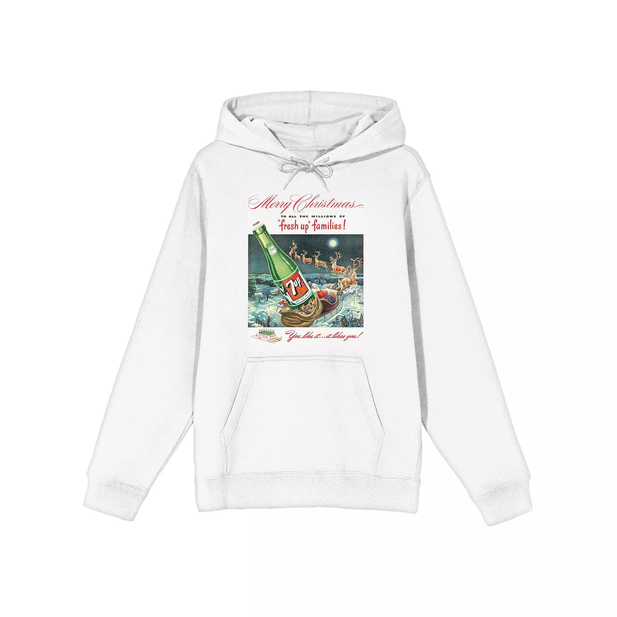 Men's 7UP Merry Christmas Fresh Up Graphic Hoodie, Size: Large, White Product Image