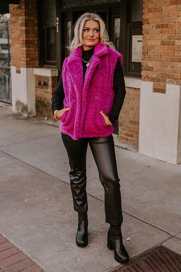 Snuggle Weather Sherpa Vest In Fuchsia Product Image