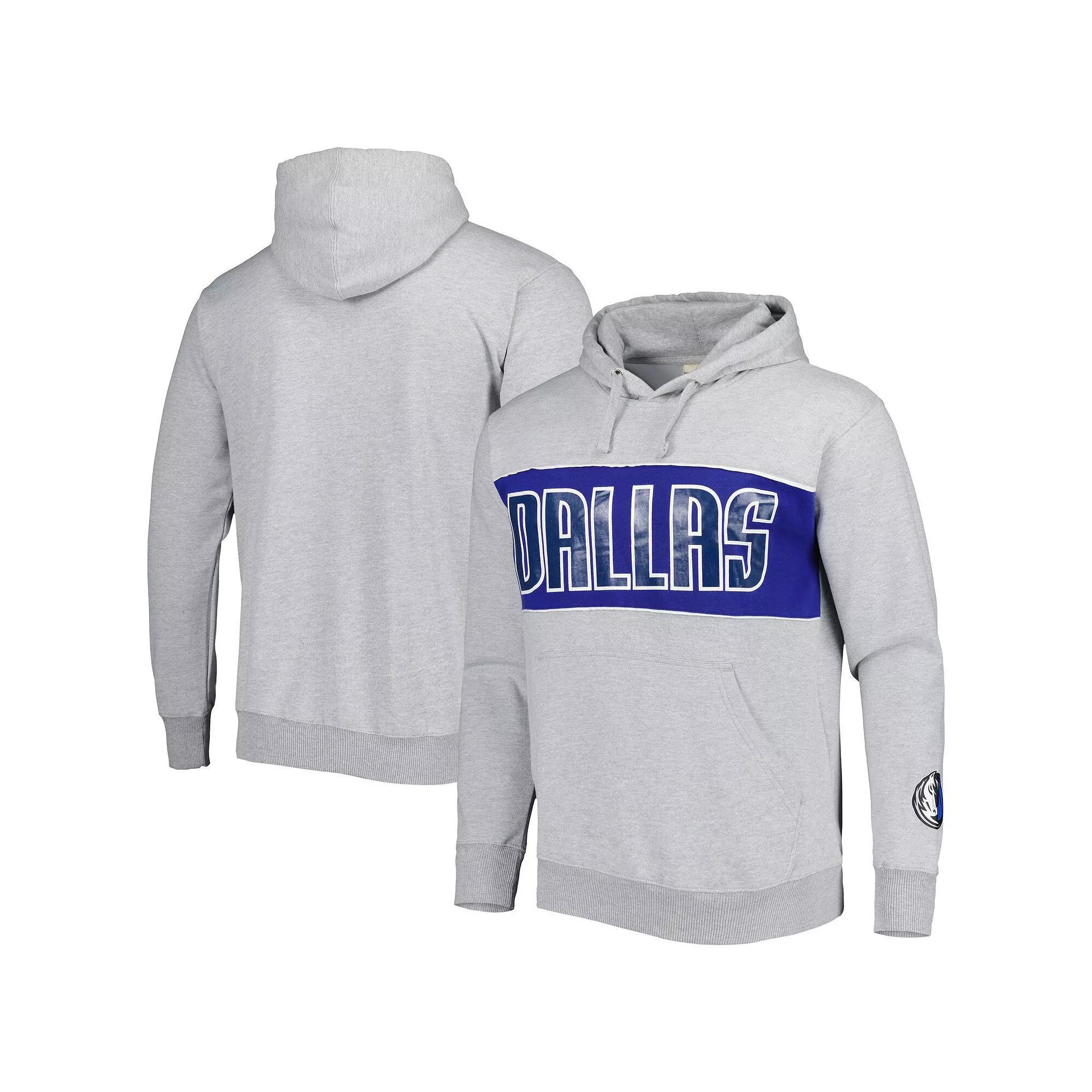 Men's Fanatics Branded Heather Gray Dallas Mavericks Wordmark French Terry Pullover Hoodie, Size: XL, Grey Product Image