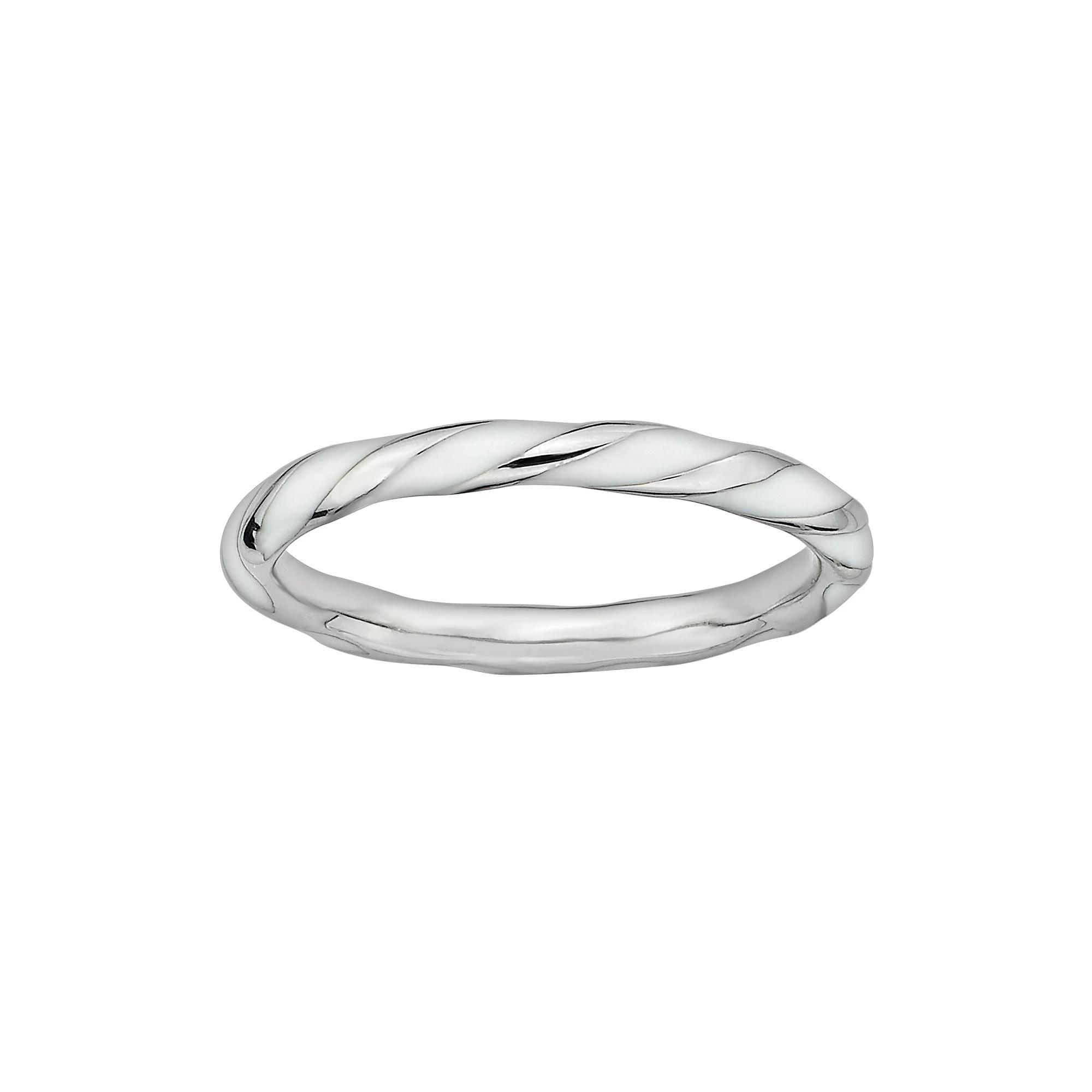 Stacks & Stones Sterling Silver White Enamel Twist Stack Ring, Women's, Size: 8 Product Image