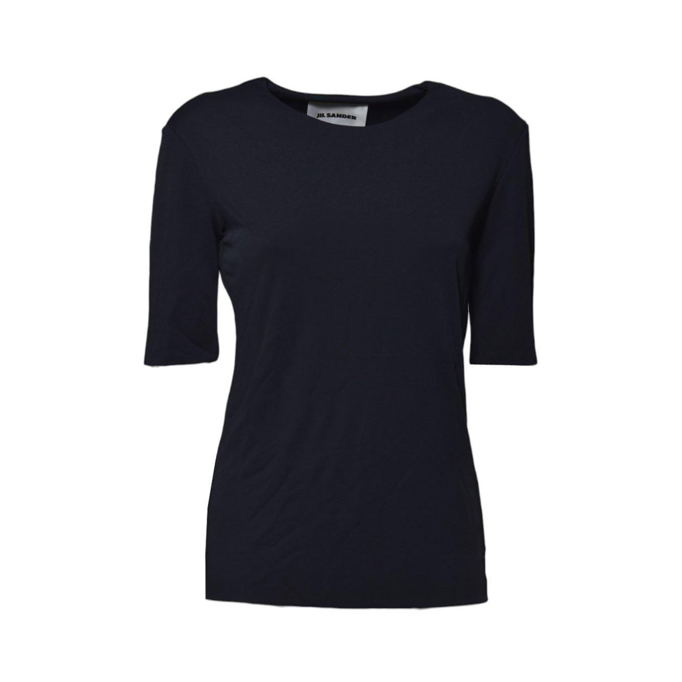 JIL SANDER Elbow-sleeve Slim Top In Blu Notte Product Image