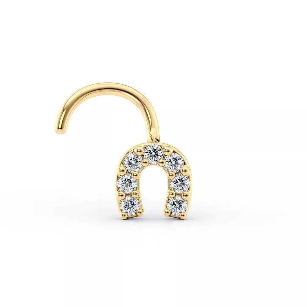 Lila Moon 14k Gold Cubic Zirconia Curved Horseshoe Nose Stud, Women's Product Image