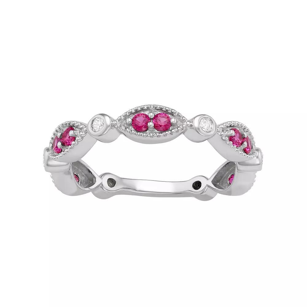 Jewelexcess Sterling Silver Lab-Created Ruby & Lab-Created White Sapphire Ring, Women's, Size: 6 Product Image