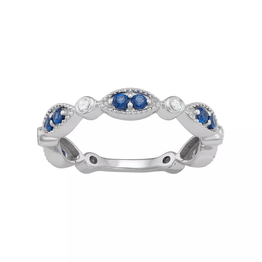 Jewelexcess Sterling Silver Lab-Created Sapphire Ring, Women's, Size: 6 Product Image