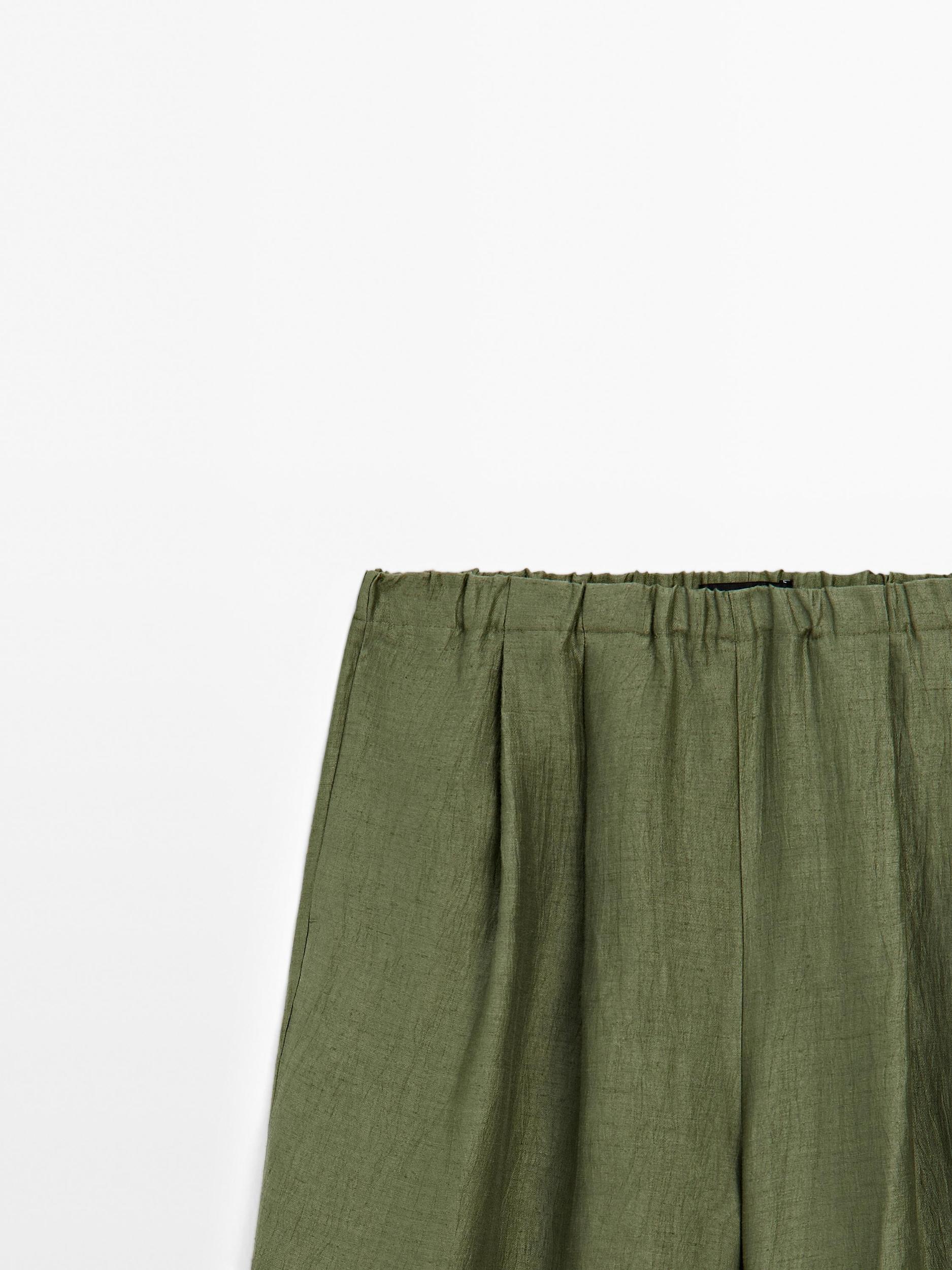 Straight fit flowing linen blend trousers Product Image
