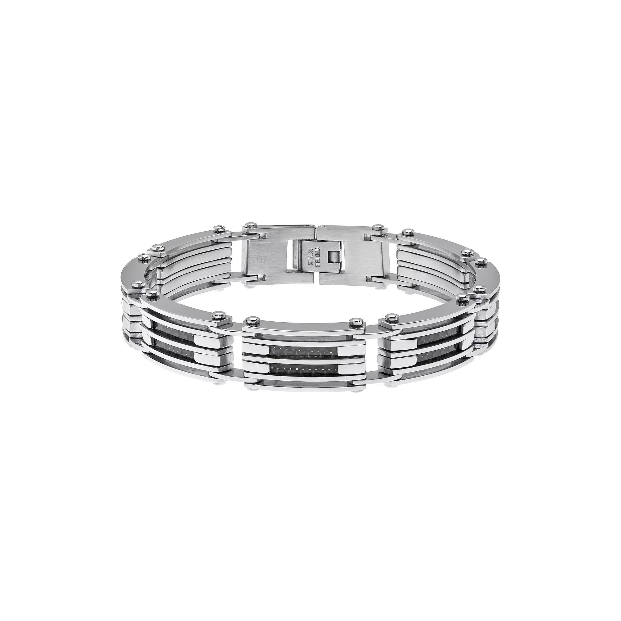 LYNX Stainless Steel Men's Bracelet, Size: 8.5", Black Product Image
