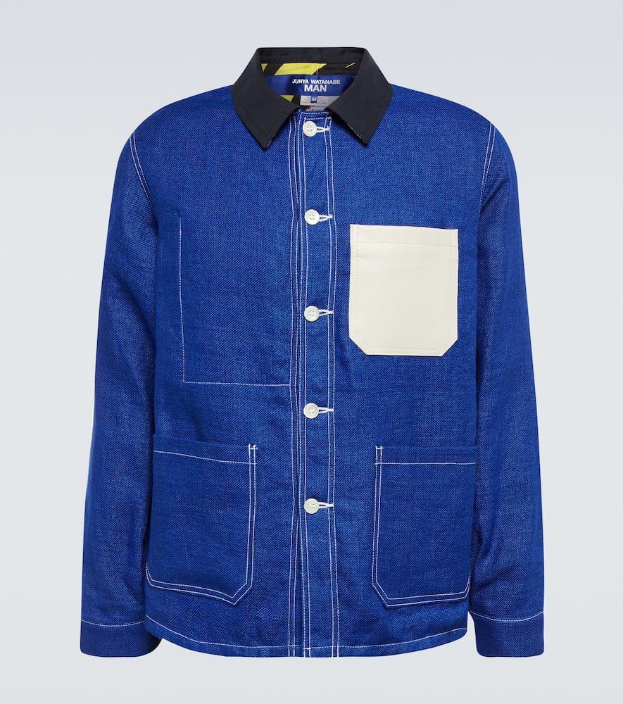 JUNYA WATANABE X Off White Linen-blend Shirt Jacket In Blue Product Image