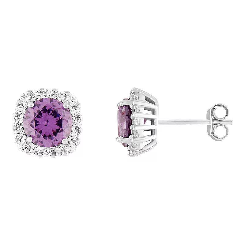 PRIMROSE Sterling Silver Cubic Zirconia Halo Stud Earrings, Women's, June Product Image