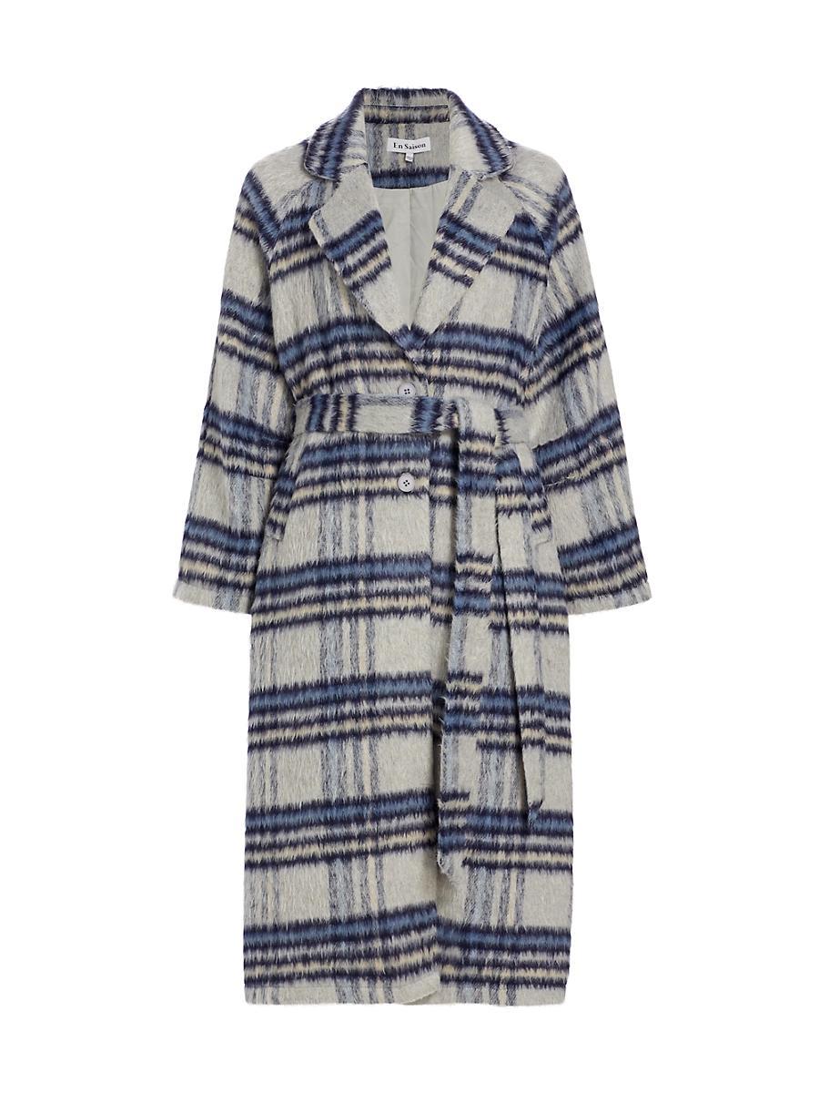 Womens Demi Plaid Belted Coat Product Image