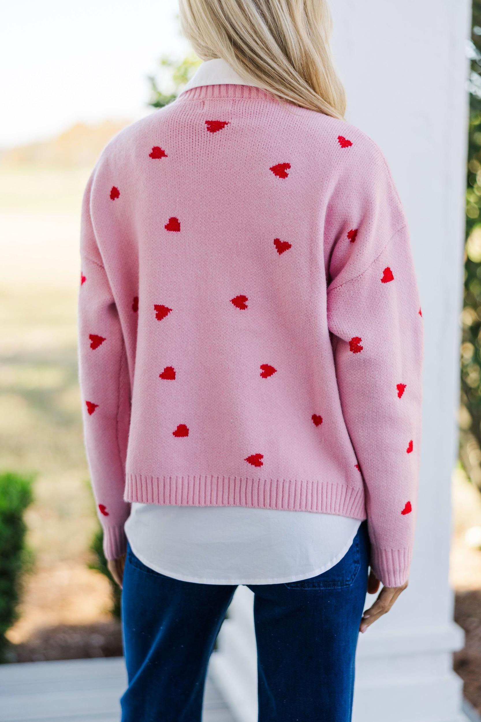 The Cherished Cream Heart Stitched Sweater Female Product Image