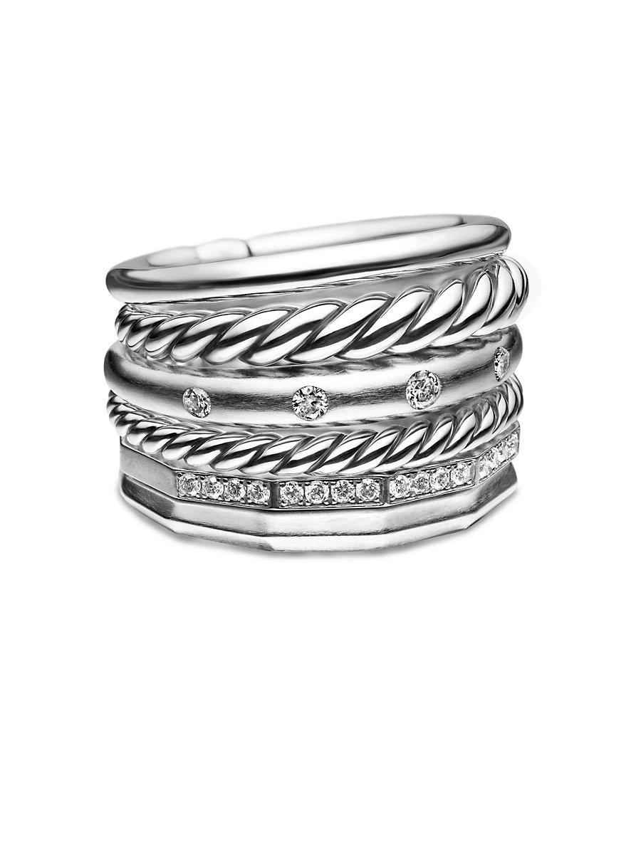 Womens Stax Six Row Ring with Pav Diamonds Product Image