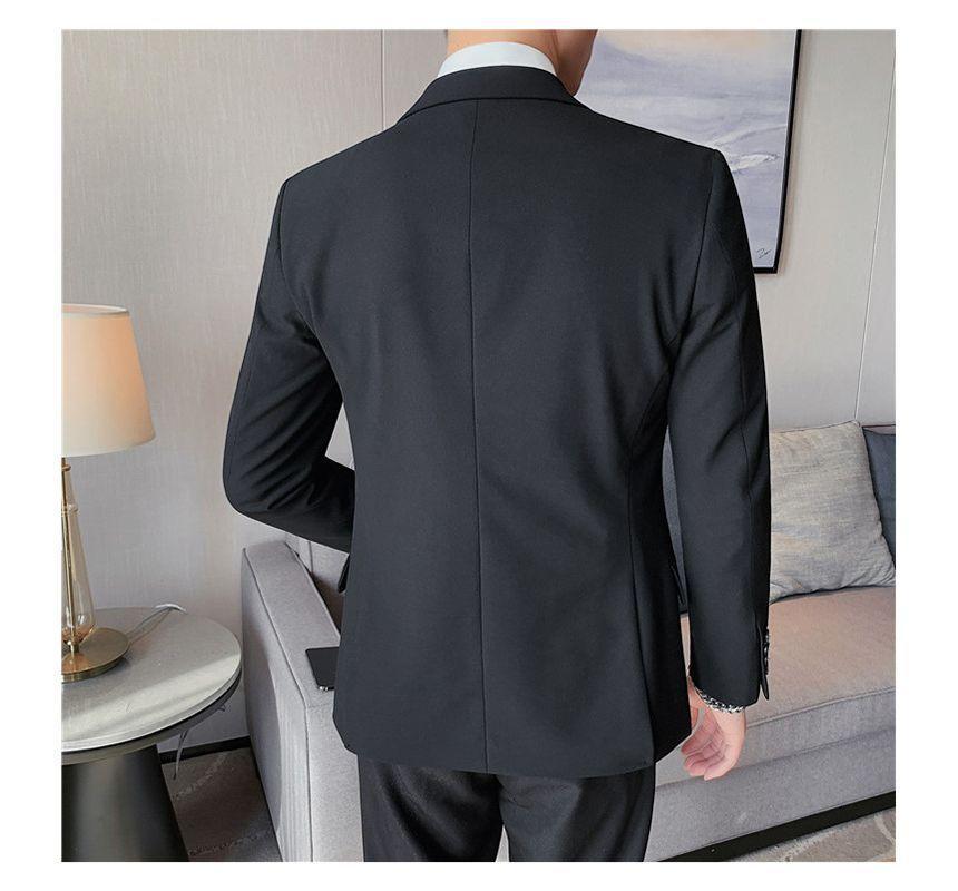 Embroidered Single-Button Blazer / Peak Lapel Plain Blazer Product Image