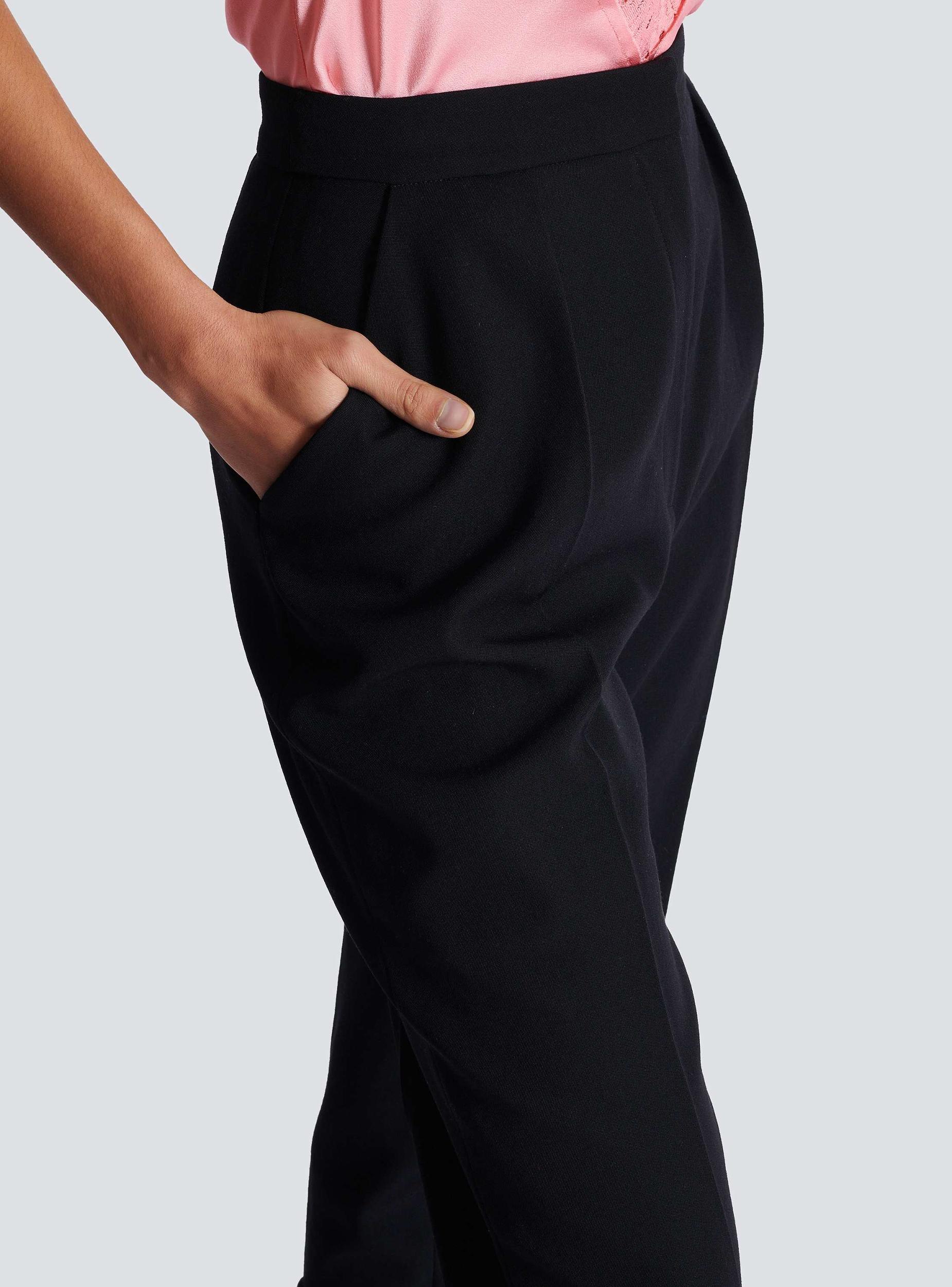 High-waisted grain de poudre trousers Product Image