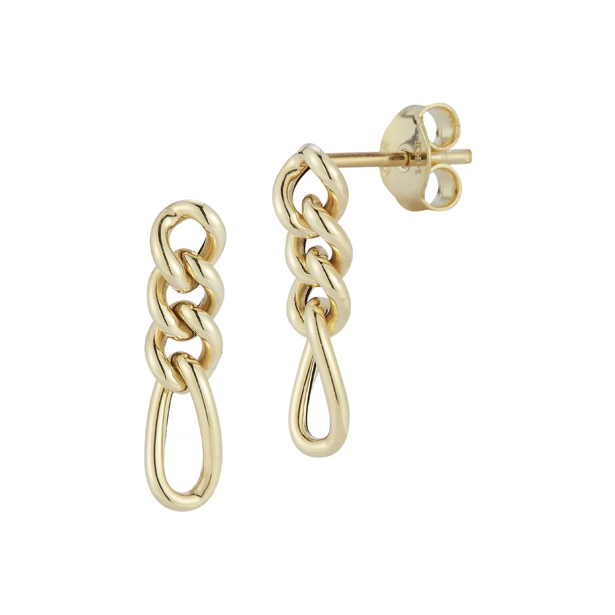 LUMINOR GOLD 14k Gold Figaro Chain Drop Earrings, Women's, Yellow Product Image