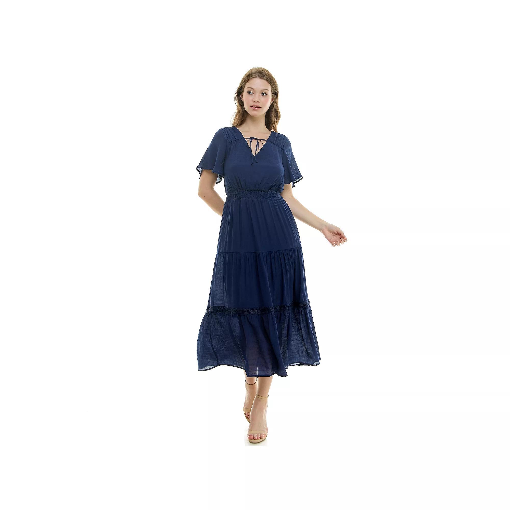 Womens Luxology Tie-Front Tiered Midi Gauze Dress Burnt Pink Product Image