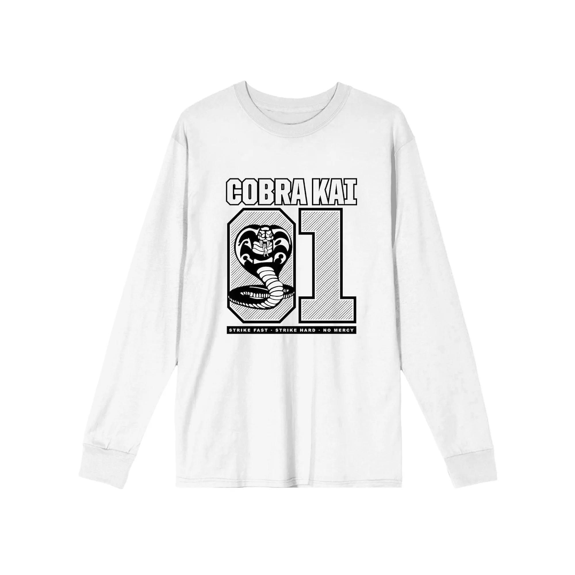 Men's Cobra Kai 01 Snake Logo Long Sleeve Tee, Size: Small, White Product Image