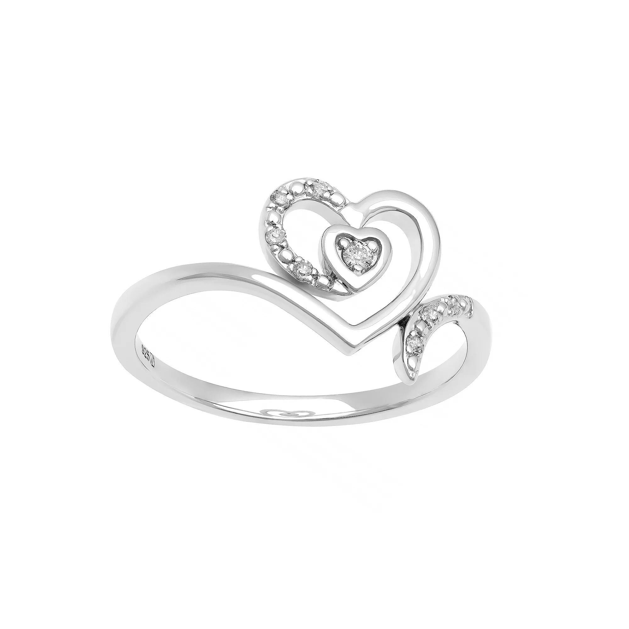 Love Always Sterling Silver 1/10 Carat T.W. Diamond Heart Promise Ring, Womens Product Image