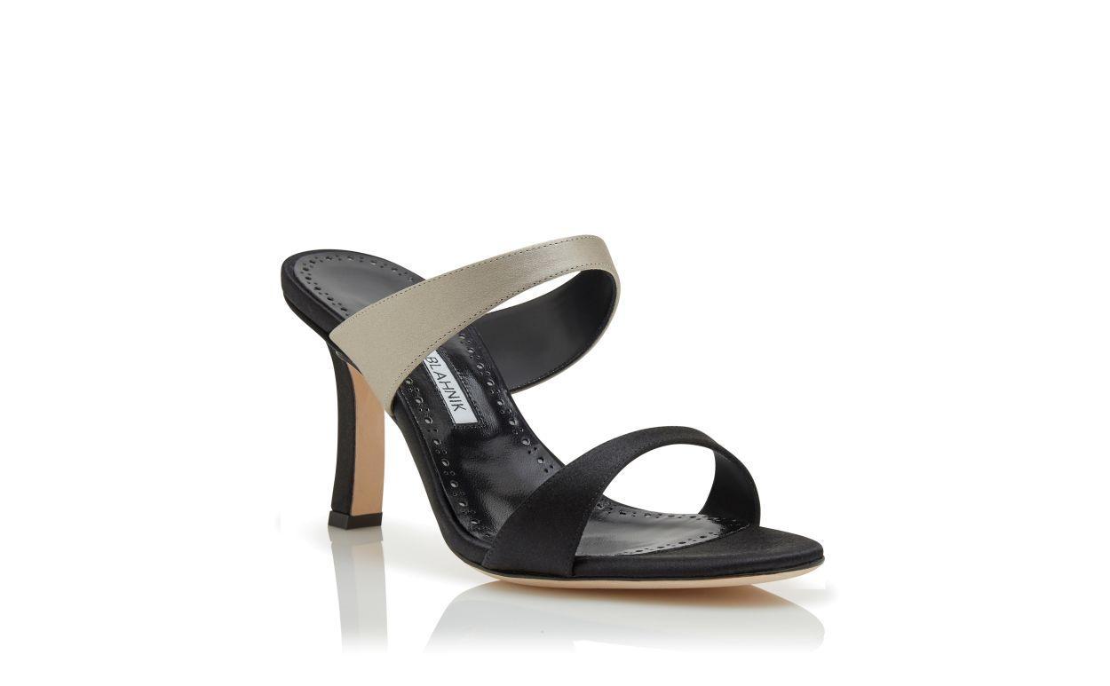 SARDAPLA Black and Grey Satin Mules Product Image