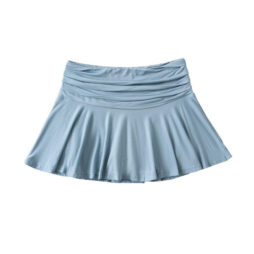High Rise Plain Ruched A-Line Mini Skirt Product Image
